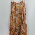 ZARA  Tiered Flowy Boho Peach Orange Floral Midi Dress Spaghetti Strap xs-small Photo 3
