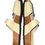 Birkenstock Birki's Aziza Yellow & White Two Strap Slides Sandals 39 8 Narrow Photo 2