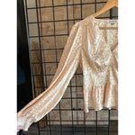 Jealous Tomato  Womens Top Medium Cream Animal Print Peplum Photo 1