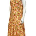 REAL COMFORT Women’s Sz 8 Floral Praire Garden Orange Sleeveless MIDI Dress Photo 3