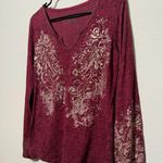 Y2K Soft Grunge Burgundy Long Sleeve with Rhinestone Photo 0
