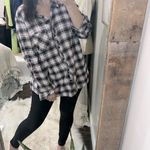 Terra & Sky  Black and White Button Down light flannel plaid Shirt size 1X Photo 1