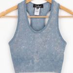 Lulus In Your Flow Denim Blue Low Impact Racerback Sports Bra Photo 0