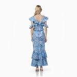 Elliatt Snow Printed Linen Gown Blue Floral Photo 3