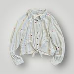 Love, Fire Love Fire Junior's Long Sleeve Knotted Front Button Down Shirt Blue Size Medium Photo 8