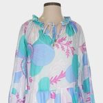 J. Marie Mia Rae Long Sleeve Tiered Maxi Dress Blue Purple Floral Size Small Photo 3