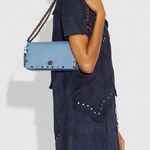 Coach  1941 Dinky With Rivets Glovetanned Leather Light Blue Crossbody. Photo 0