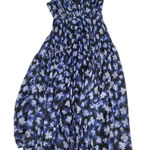 Monique Lhuillier Dress Women 14 Blue Black Melanie V Neck Chiffon Sleeveless Photo 0