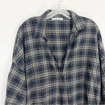 Vince  Plaid Pullover Oversized Shirt Dress Size Large Green Black Photo 1
