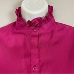 Vintage High Neck Blouse Pink Ruffle Long Sleeve Button Photo 8