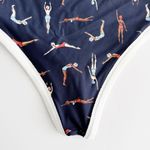 Aerie [] Blue Swimmers Diver Print High Waisted Cheeky Bikini Bottoms Sz Large L Photo 5