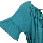 MICHAEL Michael Kors Key Hole Tie Waist Peasant Ruffle Dress Teal Size Small Green Photo 9