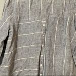 Habitat  Blue Striped Linen Button Down Lagenlook Shirt Womens S Casual Beachy Photo 6