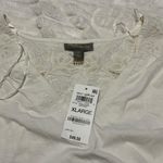 Style & Co . Cream Short Sleeve Embroidered V-Neck Top - Xlarge Photo 5