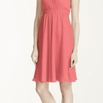 David's Bridal Short Crinkle Chiffon Dress with Halter Coral Reef 6 Photo 0