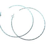 Womens Large Hoop Fashion Earrings Post Silver Photo 2