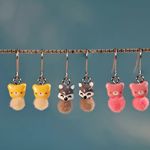 3Pair Cute Little Mini‎ Animal Fox, Bear Drop Earrings, Unique Accessories Photo 3