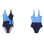 Kona Sol  Colorblock Wrap One-Piece Swimsuit NWT Small Blue Photo 7