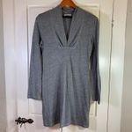 C&C California  Heather Gray Long Sleeve Deep V Mini‎ Dress M Boho Loungewear Photo 2