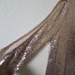 Lulus Rose‎ Gold Sequin Cold Shoulder Sleeve Formal Prom Shift Dress Gown Small Photo 2