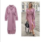 ZARA  Satin Effect Faux Wrap Midi Dress Photo 1