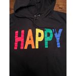 On Fire  junior women's  L crop hooded activewear sweatshirt white multi stripes Photo 1