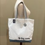 We Pets | “Dog Mom” Canvas Tote Bag w/ Paw Charm White Photo 0