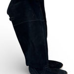 ZARA  Black Suede Leather Over The Knee Boots Women’s 8 Fall Tall Boho Classic Photo 0