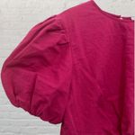 Marc New York Linen Cropped Top Size M Hot Pink Puff Sleeve Photo 8