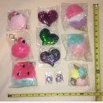 Flamingo LAST ONE! Hot Pink Fuzzy Glitter  Pom Pom Keychain Photo 2