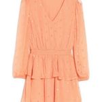 NSR Nordstrom Tyler Metallic Long Sleeve Clip Dot Mini Dress Orange Peach M Size M Photo 0