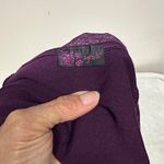 Agenda Purple and Black Floral Short Sleeve Top with Beads Size M Photo 7