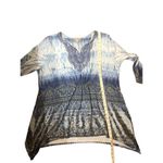 Energie BLUE MULTICOLOR W/ LACE 3/4 SLEEVE SHARK BITE HEM EMBELLISHED TOP 1X Photo 9