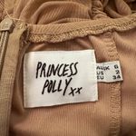 Princess Polly  Delaney tan ruched mesh off-the-shoulder long sleeve bodysuit 2 Photo 3