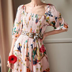 Tanya Taylor  Lucinda Midi Dress Size Small Jungle Tropical‎ Smocked Off Shoulder Photo 0