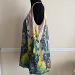 One World Blue Green Yellow Printed Top Women’s Large Boho Colorblock Peasant Photo 2