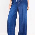 Loft High Rise Palazzo Jeans in Dark Wash Photo 0