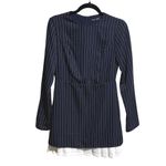 SheIn  Pinstripe Navy Blue Long Sleeve Mini Dress White Trim Woman's Size Small Photo 1