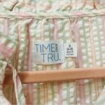 Time & Tru  Seersucker dress pink green size small ruffle sleeve Photo 1