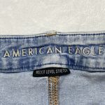 American Eagle Mom Jeans 12 Stretch Distressed Destroyed Chewed Hem Light Wash Photo 6