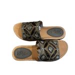 Latigo  Vella Embellished Slide Sandal In Silver Canvas, Sz 9.5 Photo 3