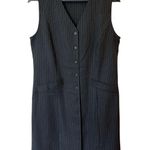 Croft & Barrow Sleeveless Button Up V-Neck Shirt Dress Striped Black Women's 10 Photo 0