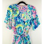 Lilly Pulitzer  Womens Romper Blue Madilyn  Multi Dive Tie Dye V Neck Playsuit XS Photo 7