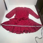 Alice + Olivia Mina Puff-Sleeve Godet Dress w/ Belt Womens 8 Pink Red As Seen On Photo 8