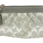 Coach Signature Gray Pleated Canvas Logo Wristlet Pouch Wallet Photo 0