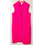 Joie  Sleeveless Vibrant Pink Long Length Vest Pockets Longline Photo 1