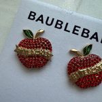 BaubleBar  Pavé #1 Teacher Apple Stud Earrings - Red/Gold Teacher Gift NWT Photo 3