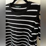 Ralph Lauren Lauren Rare Black & White Striped Cold Shoulder Sweater Size Medium Photo 3