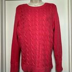 Talbots Classic Red Textured Ribbed Crewneck Women’s Long Sleeve Rope Sweater Photo 0