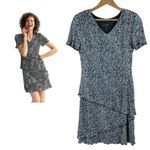 Connected Apparel Black/White Bodre Tiered Dress Size 6 Black Photo 1